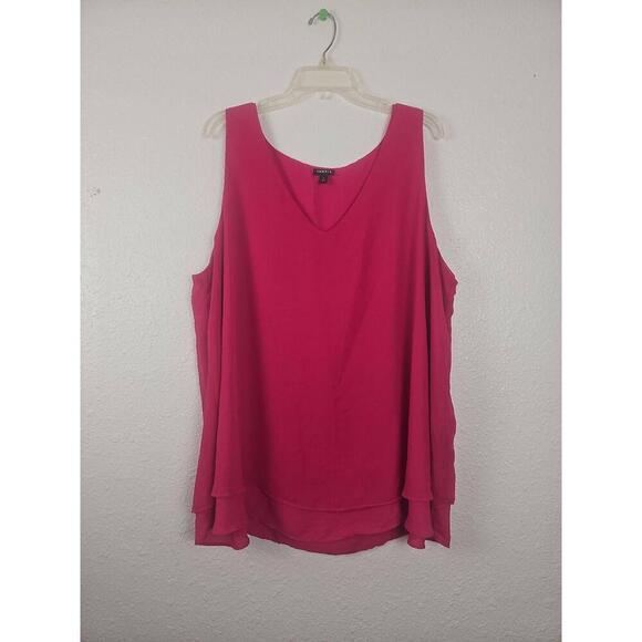 Torrid V-Neck Hot Pink Double Layer Swing Blouse Size 3 - Picture 1 of 5